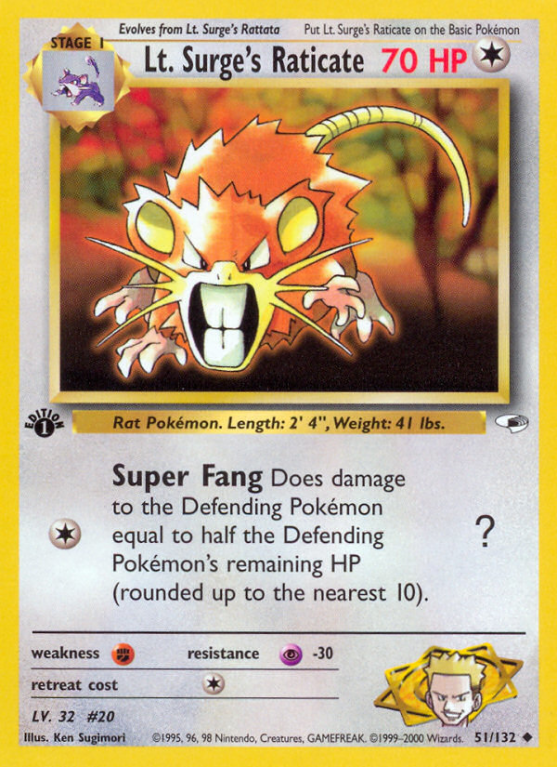 Lt. Surge's Raticate 51/132 Gym Gym Heroes