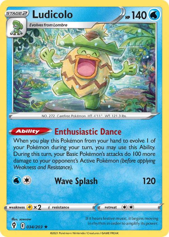 Ludicolo 34/203 Sword & Shield Evolving Skies