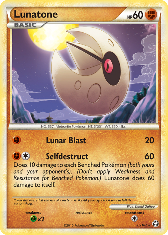 Lunatone 25/102 HeartGold & SoulSilver HS—Triumphant