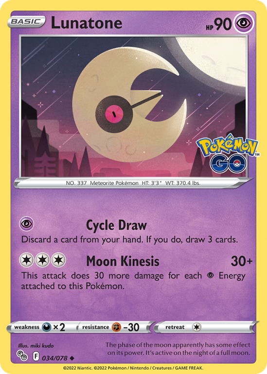 Lunatone 34/78 Sword & Shield Pokémon GO