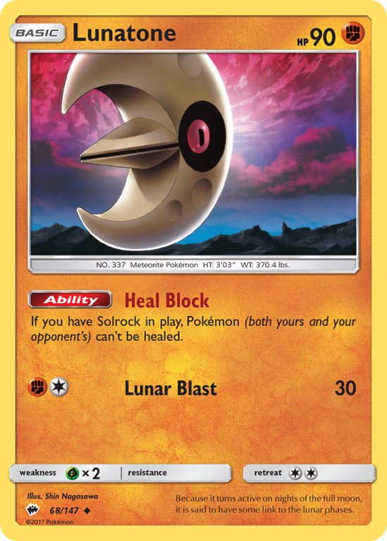 Lunatone 68/147 Sun & Moon Burning Shadows