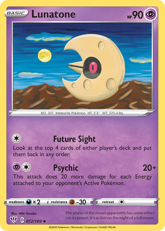 Lunatone 72/189 Sword & Shield Darkness Ablaze