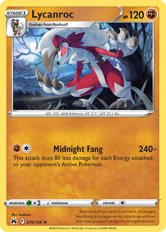 Lycanroc 74/159 Sword & Shield Crown Zenith