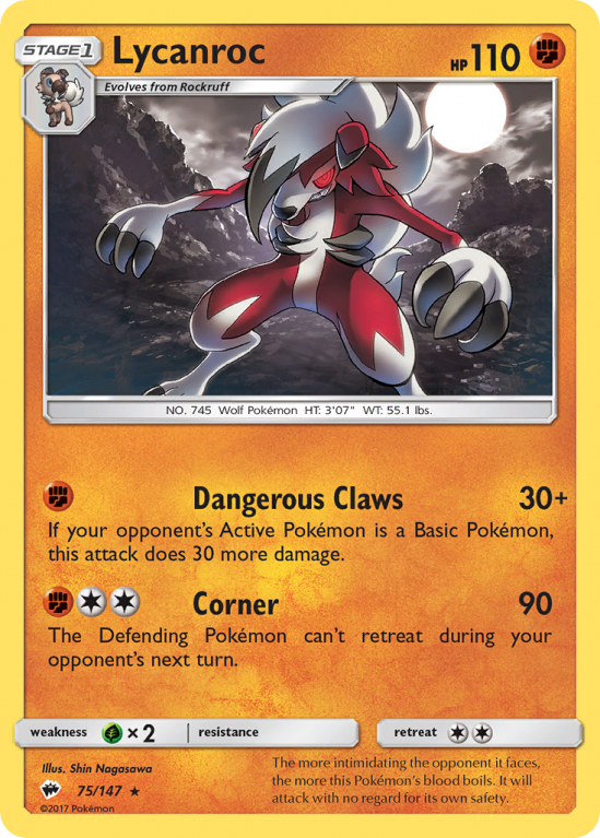 Lycanroc 75/147 Sun & Moon Burning Shadows