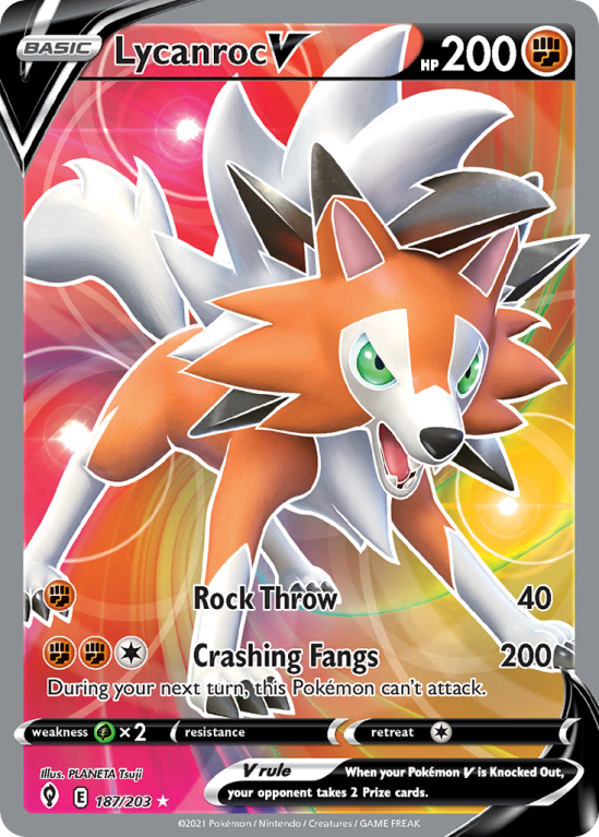 Lycanroc V 187/203 Sword & Shield Evolving Skies