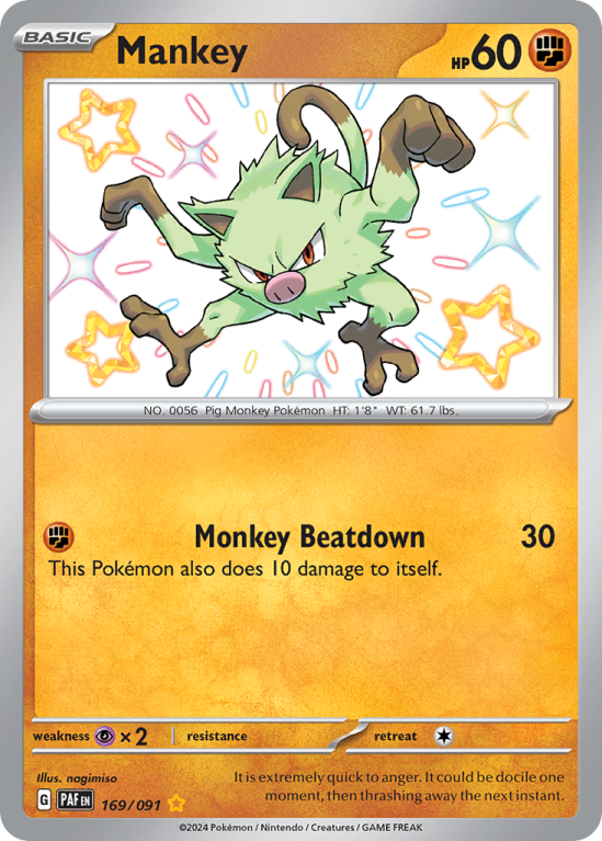 Mankey 169/91 Scarlet & Violet Paldean Fates