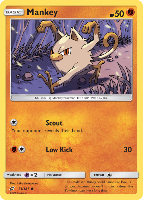 Mankey 71/181 Sun & Moon Team Up