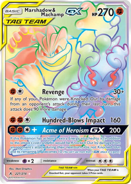 Marshadow & Machamp-GX 221/214 Sun & Moon Unbroken Bonds