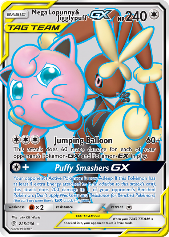 Mega Lopunny & Jigglypuff-GX 225/236 Sun & Moon Cosmic Eclipse
