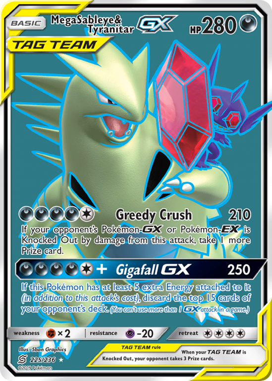 Mega Sableye & Tyranitar-GX 225/236 Sun & Moon Unified Minds
