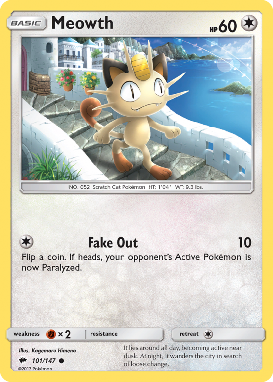 Meowth 101/147 Sun & Moon Burning Shadows
