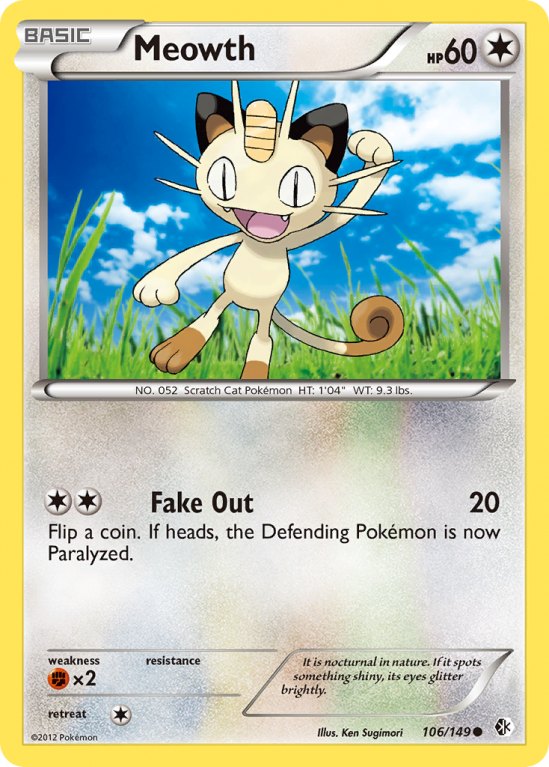 Meowth 106/149 Black & White Boundaries Crossed