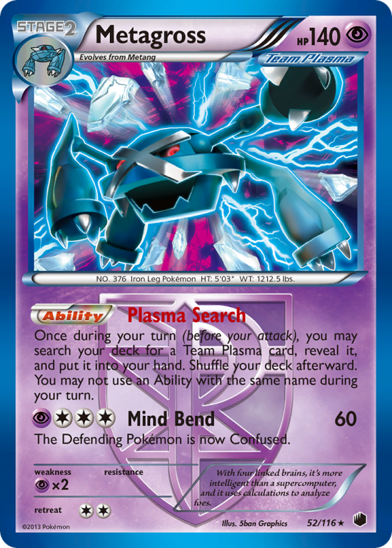Metagross 52/116 Black & White Plasma Freeze