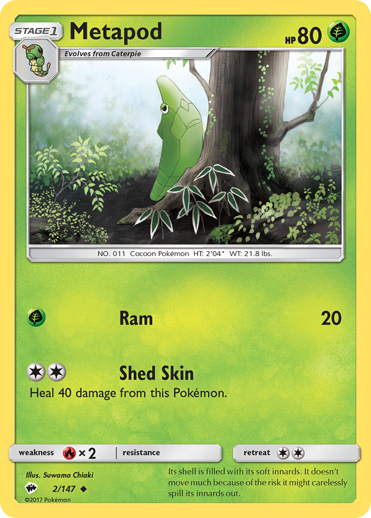 Metapod 2/147 Sun & Moon Burning Shadows