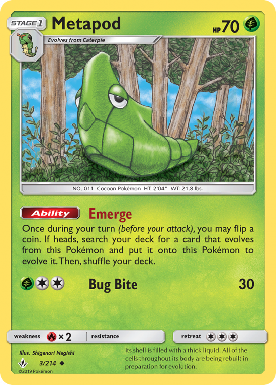 Metapod 3/214 Sun & Moon Unbroken Bonds