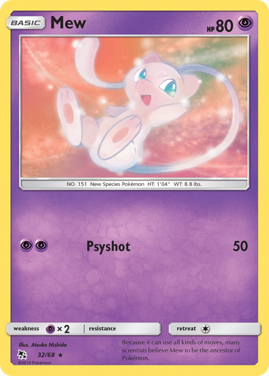 Mew 32/68 Sun & Moon Hidden Fates