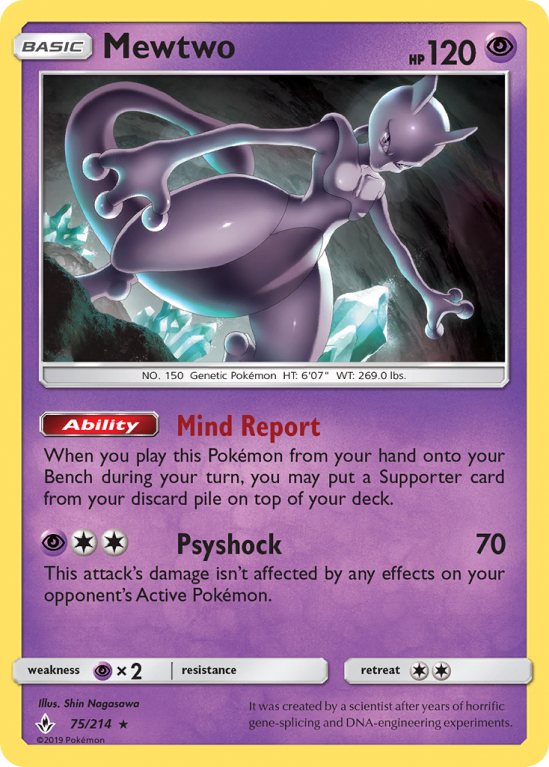 Mewtwo 75/214 Sun & Moon Unbroken Bonds