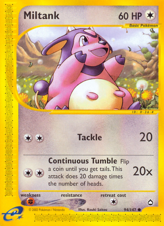 Miltank 94/186 E-Card Aquapolis