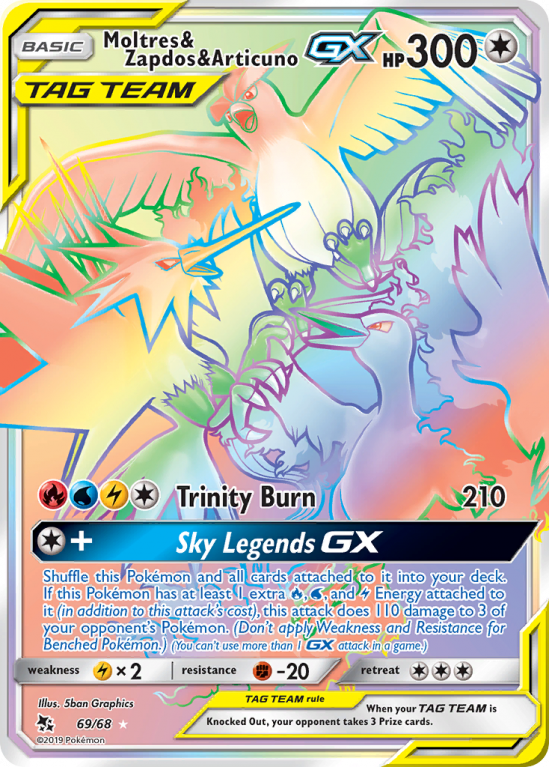 Moltres & Zapdos & Articuno-GX 69/68 Sun & Moon Hidden Fates