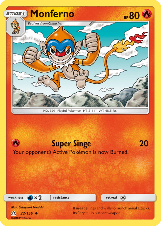 Monferno 22/156 Sun & Moon Ultra Prism