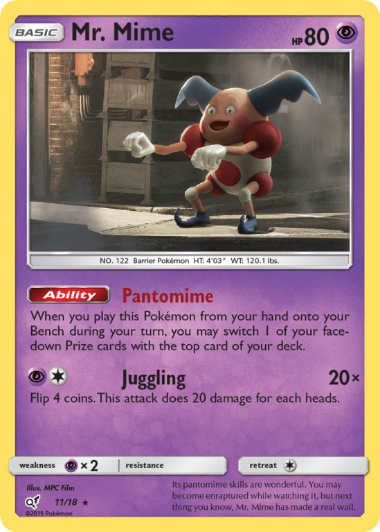 Mr. Mime 11/18 Sun & Moon Detective Pikachu