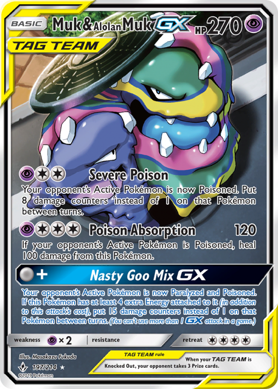 Muk & Alolan Muk-GX 197/214 Sun & Moon Unbroken Bonds