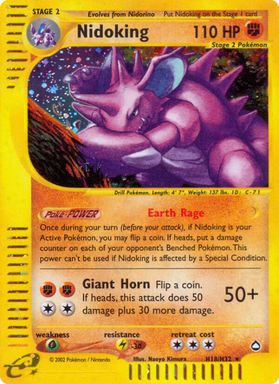 Nidoking H18/186 E-Card Aquapolis