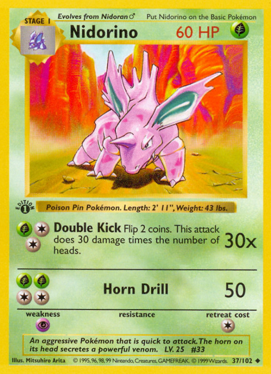 Nidorino 37/102 Base Base Set