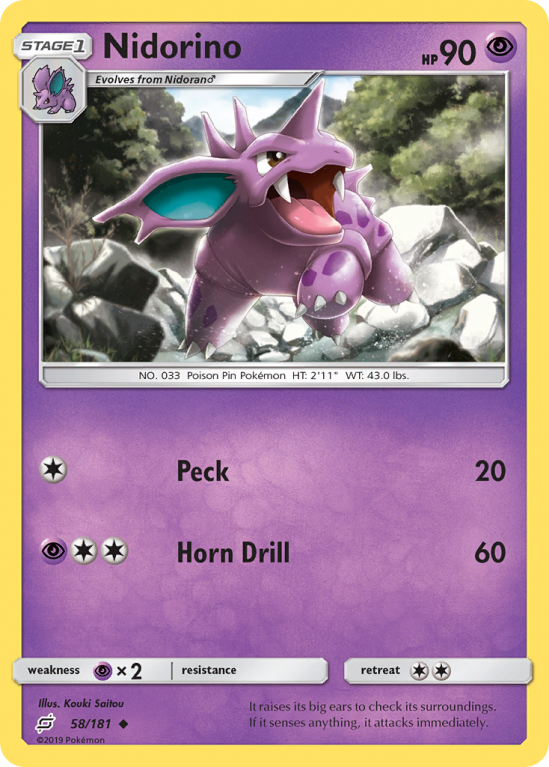 Nidorino 58/181 Sun & Moon Team Up