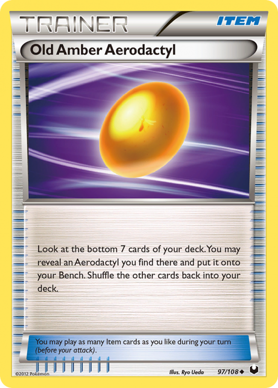 Old Amber Aerodactyl 97/108 Black & White Dark Explorers