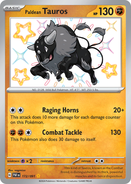 Paldean Tauros 172/91 Scarlet & Violet Paldean Fates