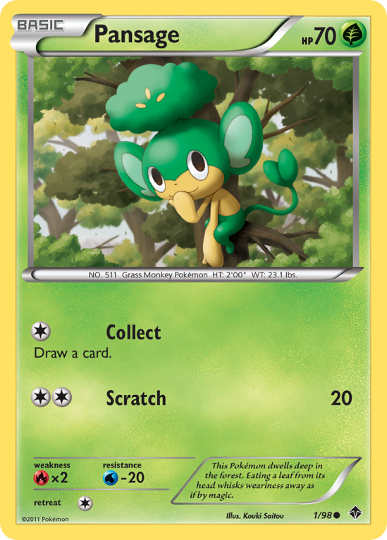 Pansage 1/98 Black & White Emerging Powers