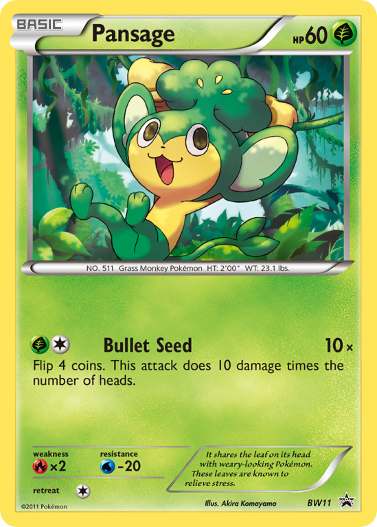 Pansage BW11/101 Black & White BW Black Star Promos