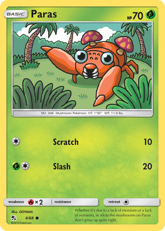 Paras 4/68 Sun & Moon Hidden Fates