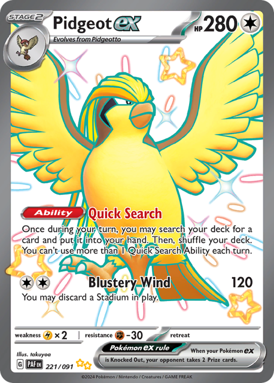 Pidgeot ex 221/91 Scarlet & Violet Paldean Fates