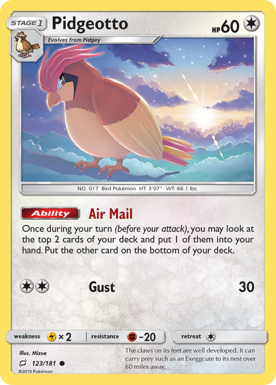 Pidgeotto 123/181 Sun & Moon Team Up