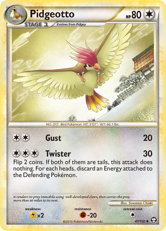 Pidgeotto 47/102 HeartGold & SoulSilver HS—Triumphant