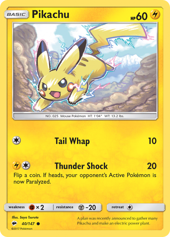 Pikachu 40/147 Sun & Moon Burning Shadows