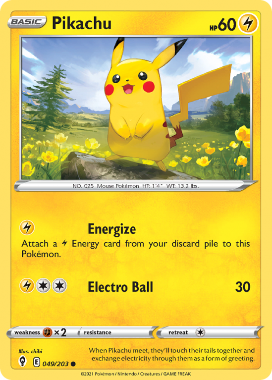 Pikachu 49/203 Sword & Shield Evolving Skies