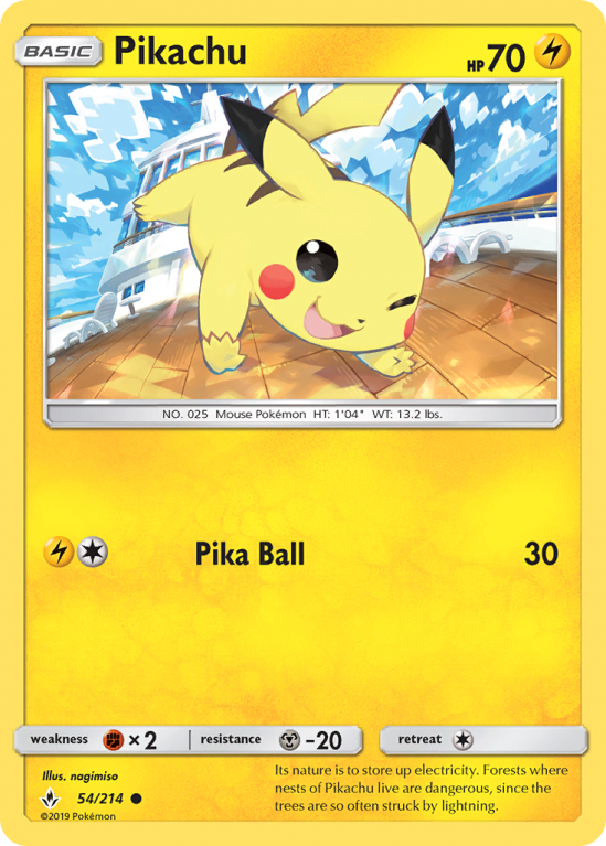 Pikachu 54/214 Sun & Moon Unbroken Bonds
