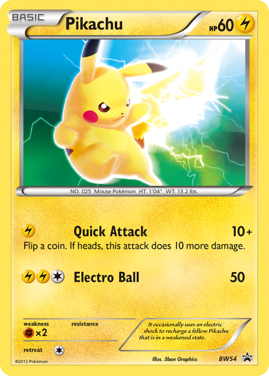 Pikachu BW54/101 Black & White BW Black Star Promos
