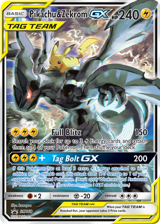 Pikachu & Zekrom-GX SM168/156 Sun & Moon SM Black Star Promos