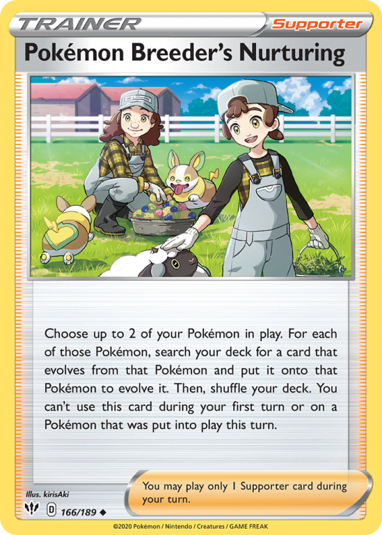 Pokémon Breeder's Nurturing 166/189 Sword & Shield Darkness Ablaze