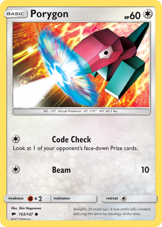 Porygon 103/147 Sun & Moon Burning Shadows
