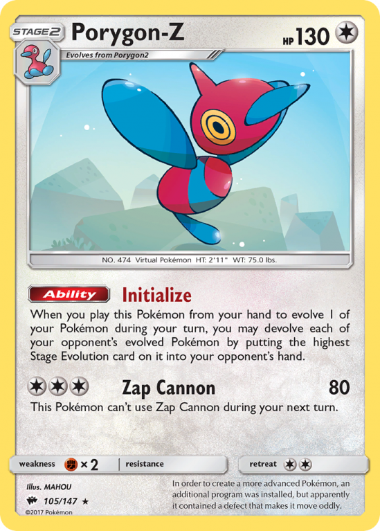 Porygon-Z 105/147 Sun & Moon Burning Shadows