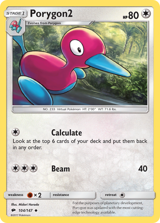Porygon2 104/147 Sun & Moon Burning Shadows