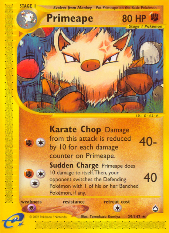 Primeape 29/186 E-Card Aquapolis