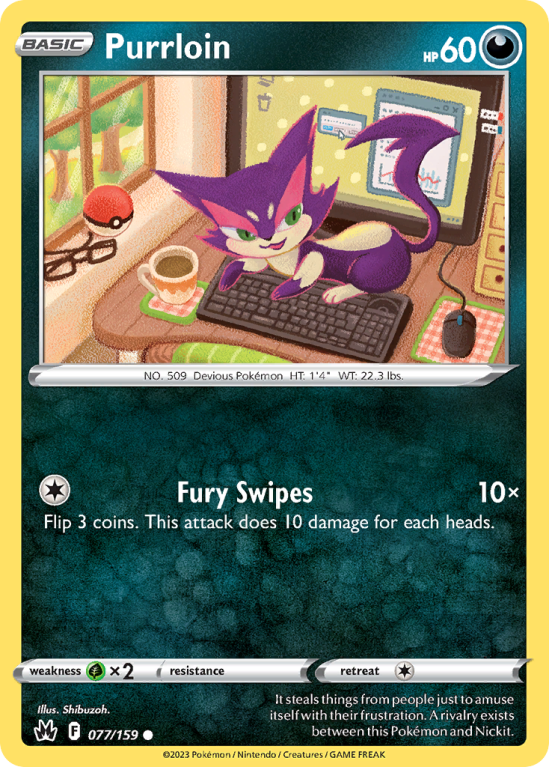 Purrloin 77/159 Sword & Shield Crown Zenith