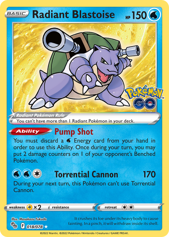 Radiant Blastoise 18/78 Sword & Shield Pokémon GO