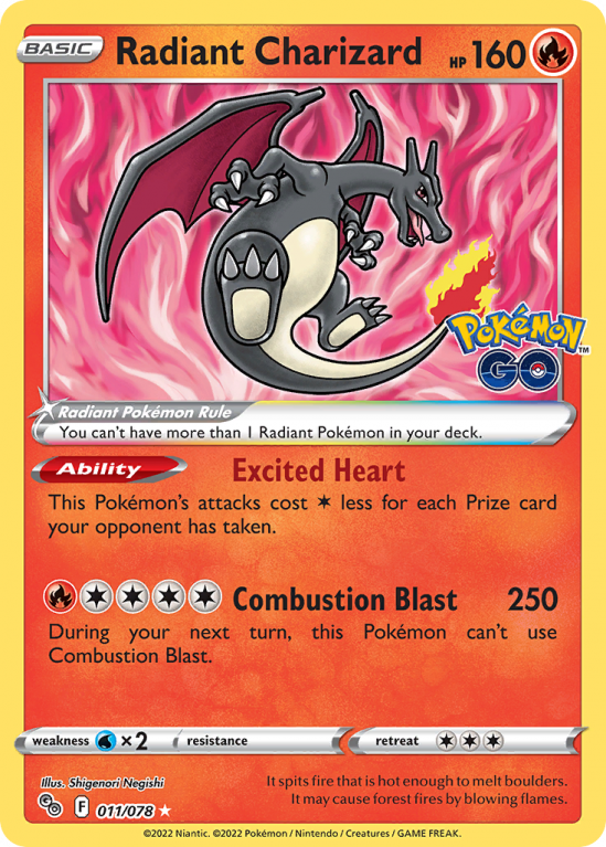 Radiant Charizard 11/78 Sword & Shield Pokémon GO